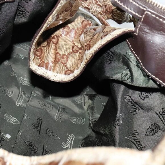 GUCCI GG Crystal Hand Bag Coated Canvas Brown Gold 197020 Auth 119369 - Picture 12 of 16